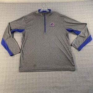 Boise State Broncos Shirt Mens XL Gray Blue NCAA Football Quarter Zip Pullover